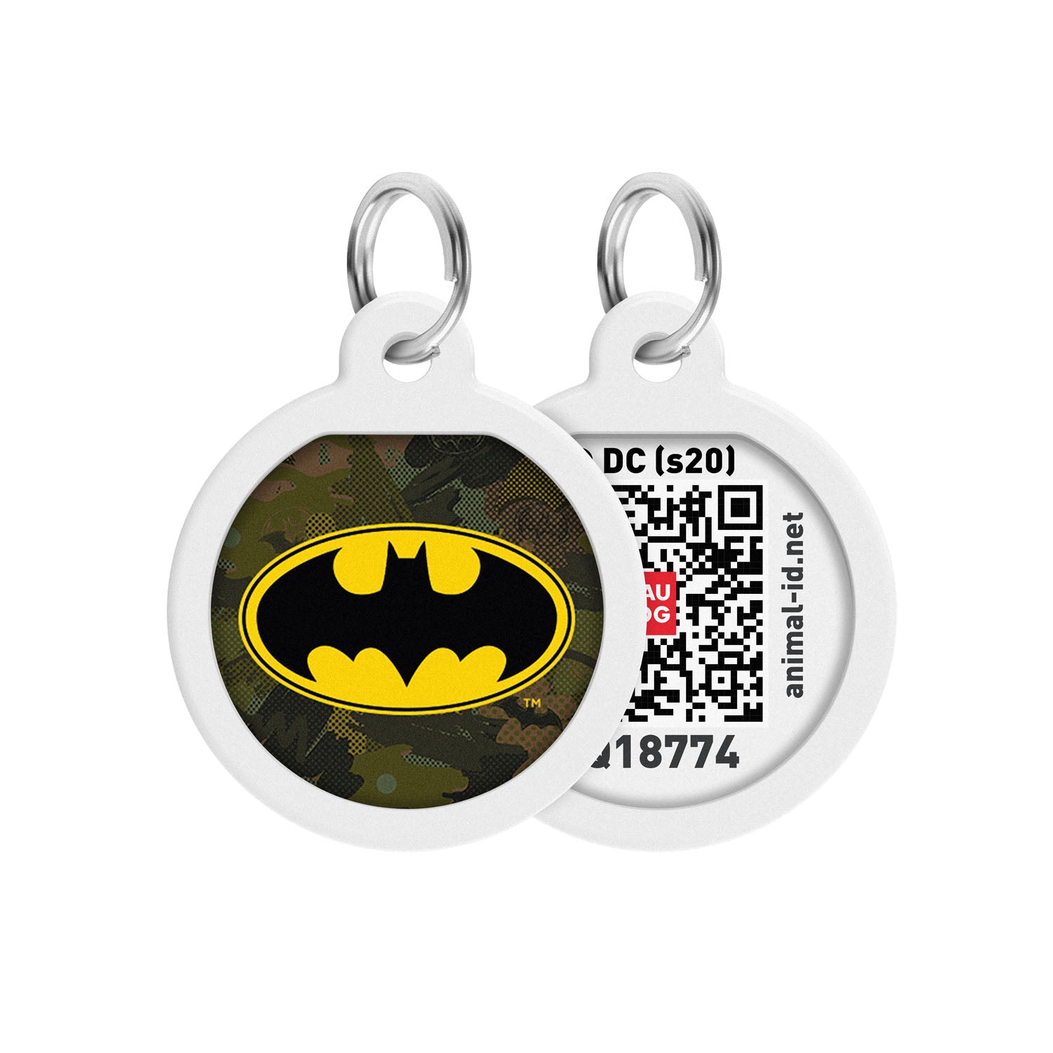 WAUDOG Smart ID metal pet tag with QR-passport, "Batman green" -0625-1002