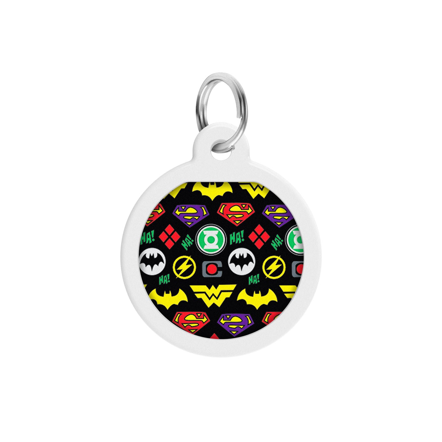 WAUDOG Smart ID metal pet tag with QR-passport, "Superheros logomania" - 0625-1014