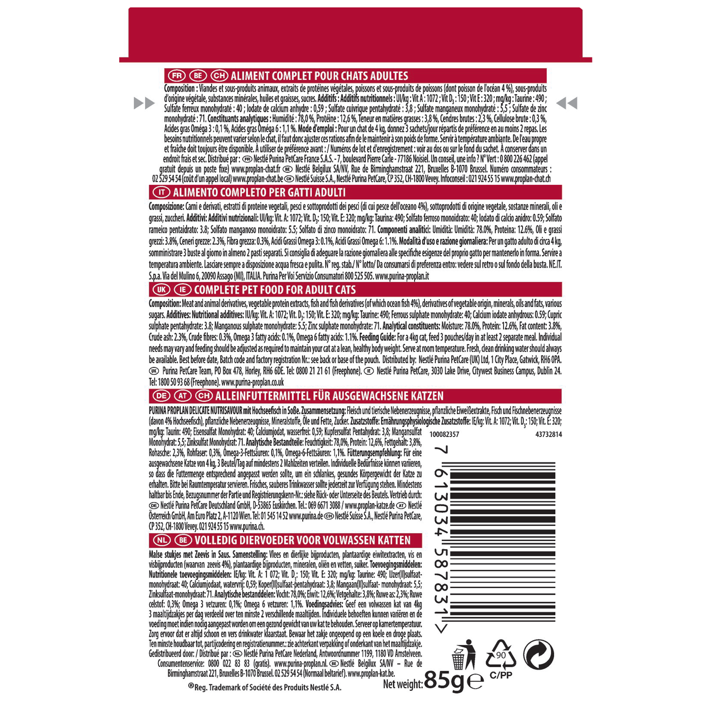 PURINA® PRO PLAN® Delicate Nutri Savour™ with Oceafish in Gravy 85g