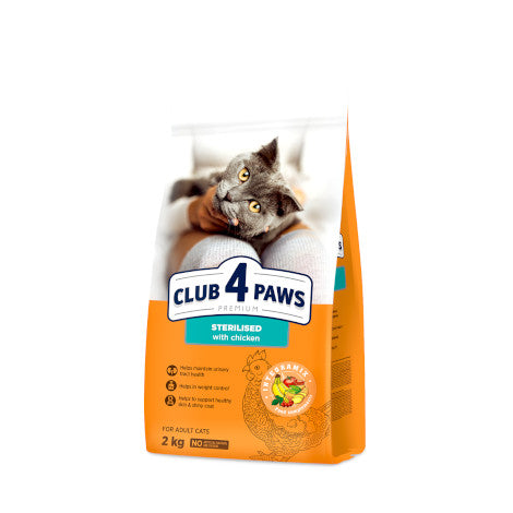 CLUB 4 PAWS PREMIUM
for adult cats
STERILISED 2kg