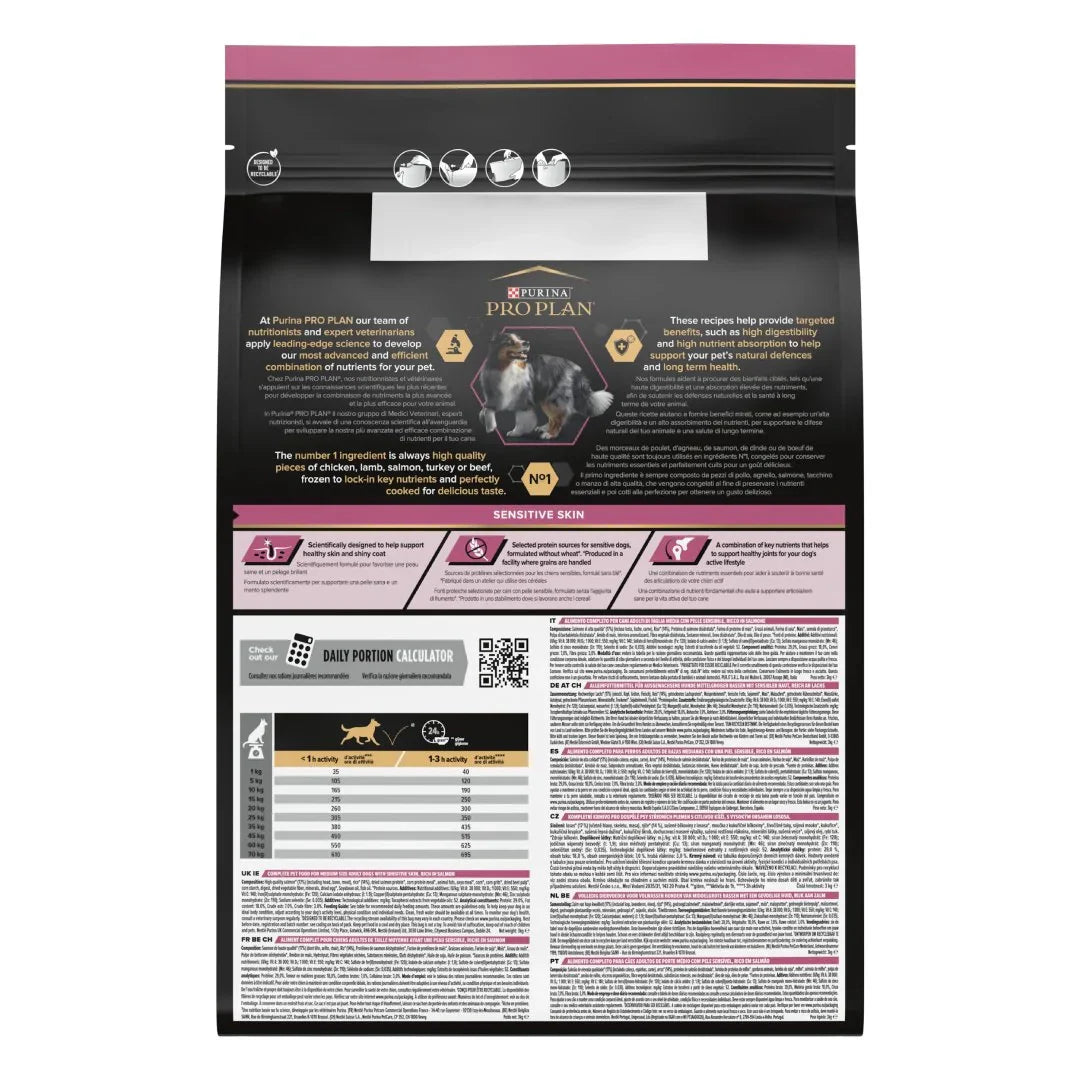 PURINA® PRO PLAN® Dog Medium Adult Sensitive Skin with OPTIDERMA® Rich in Salmon Dry Food