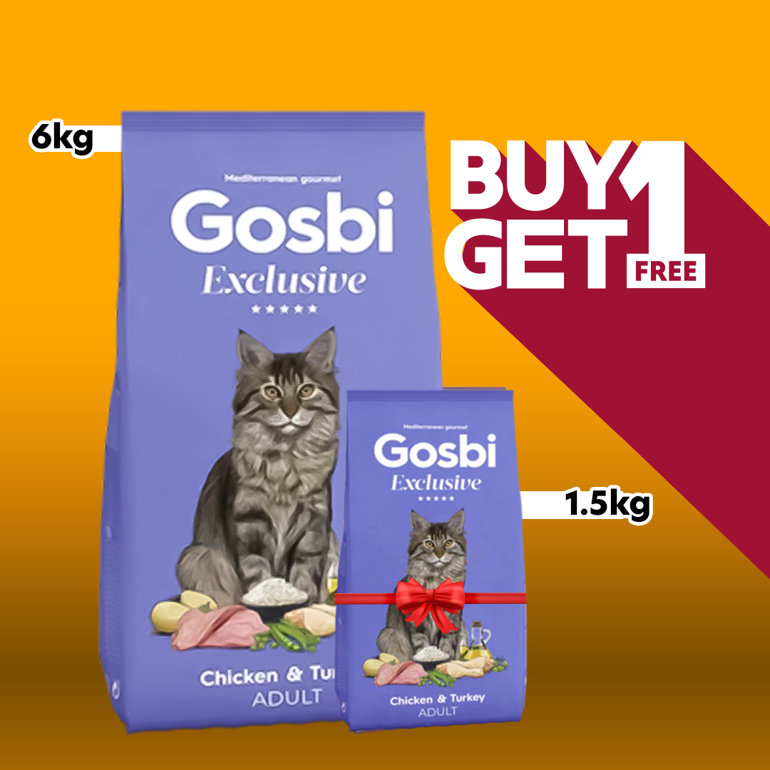 Gosbi Exclusive Cat Chicken&Turkey Adult Cats 6kg + Free 1.5Kg Pack