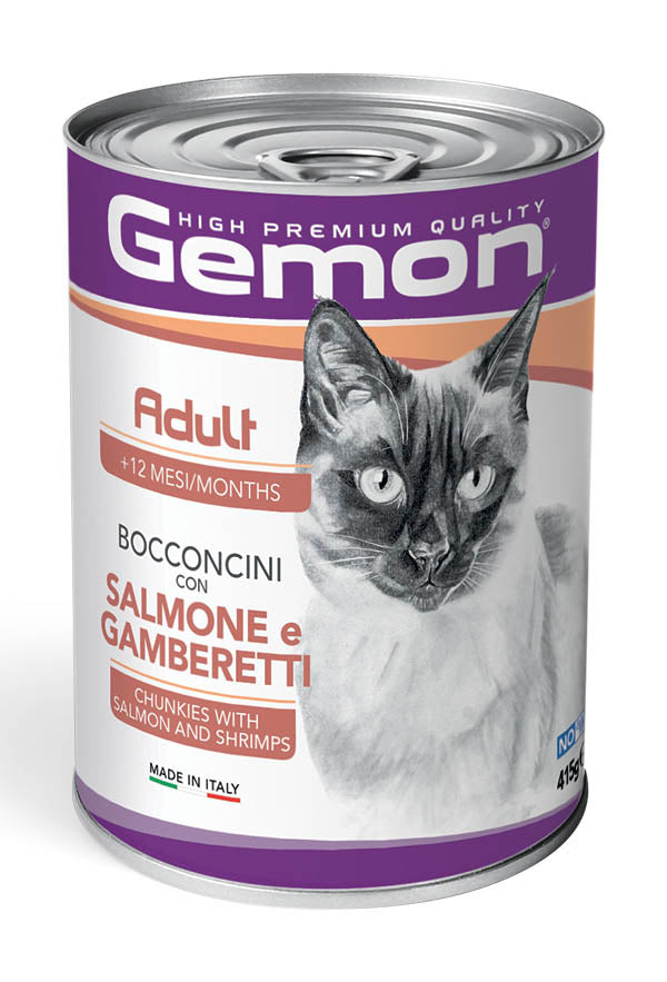 GEMON Chunkies Salmon&amp;Shrimps Cat Wet Food 415g