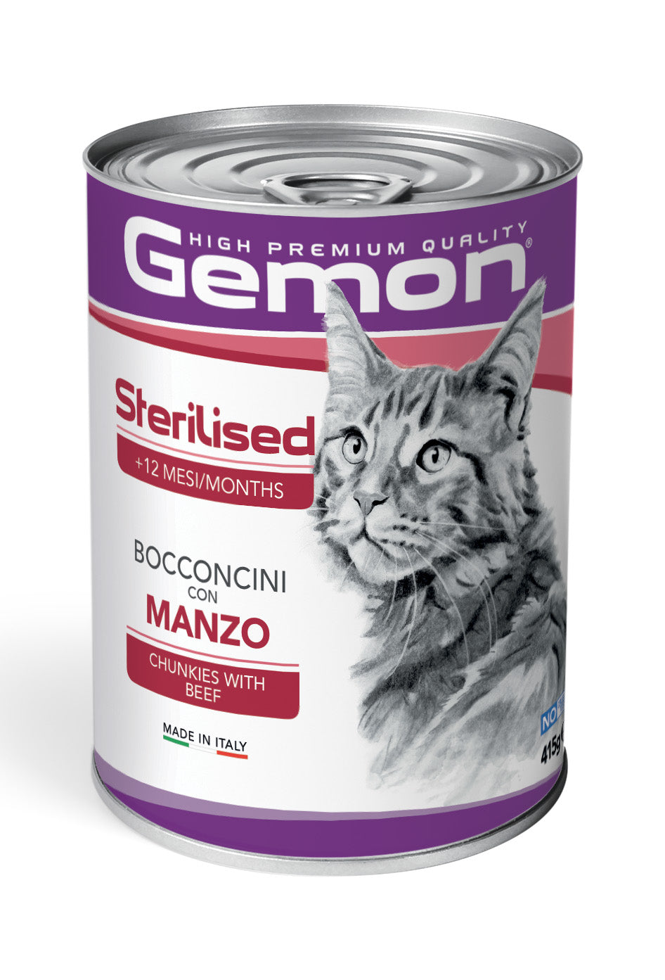 GEMON Sterilised Chunkies Beef Cat Wet Food 415g