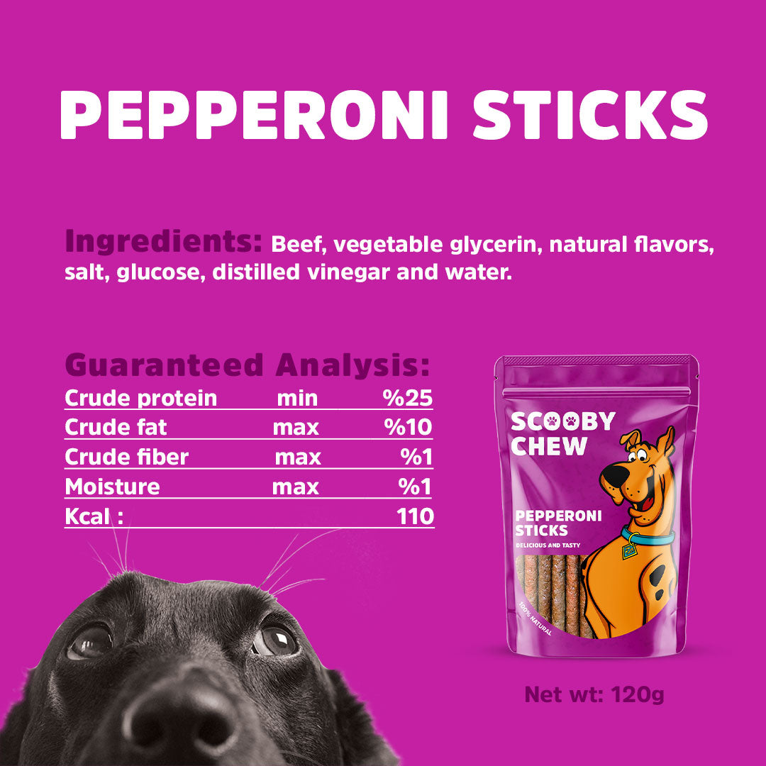 Scooby Chew Pepperoni Sticks - Dog Treats 120g