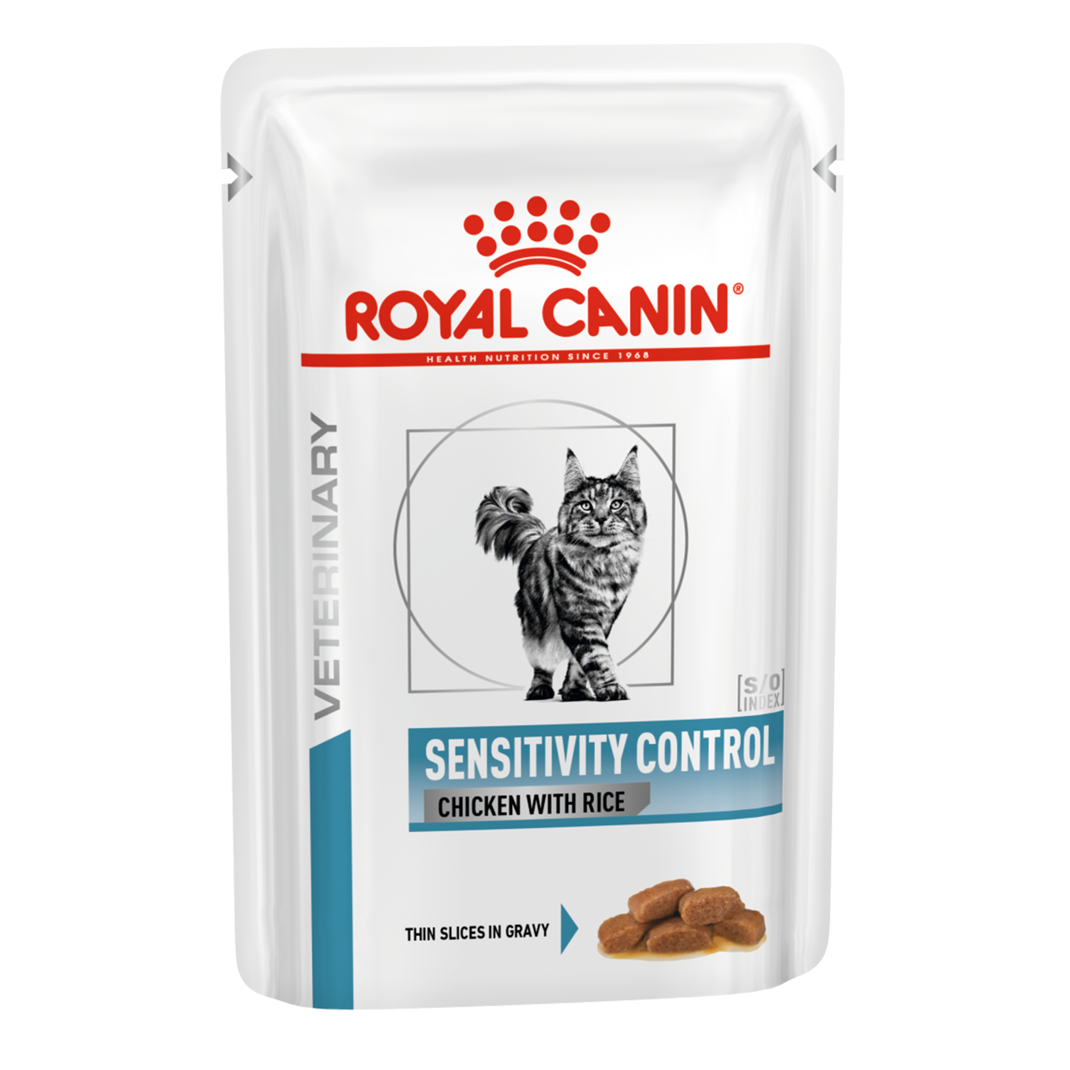 Royal Canin Feline Sensitivity Control – chicken & rice (85 gm\ Pouch)- Wet food for adverse Food Reactions with dermatologic and/or gastro-intestinal signs – 12 pouches per box.