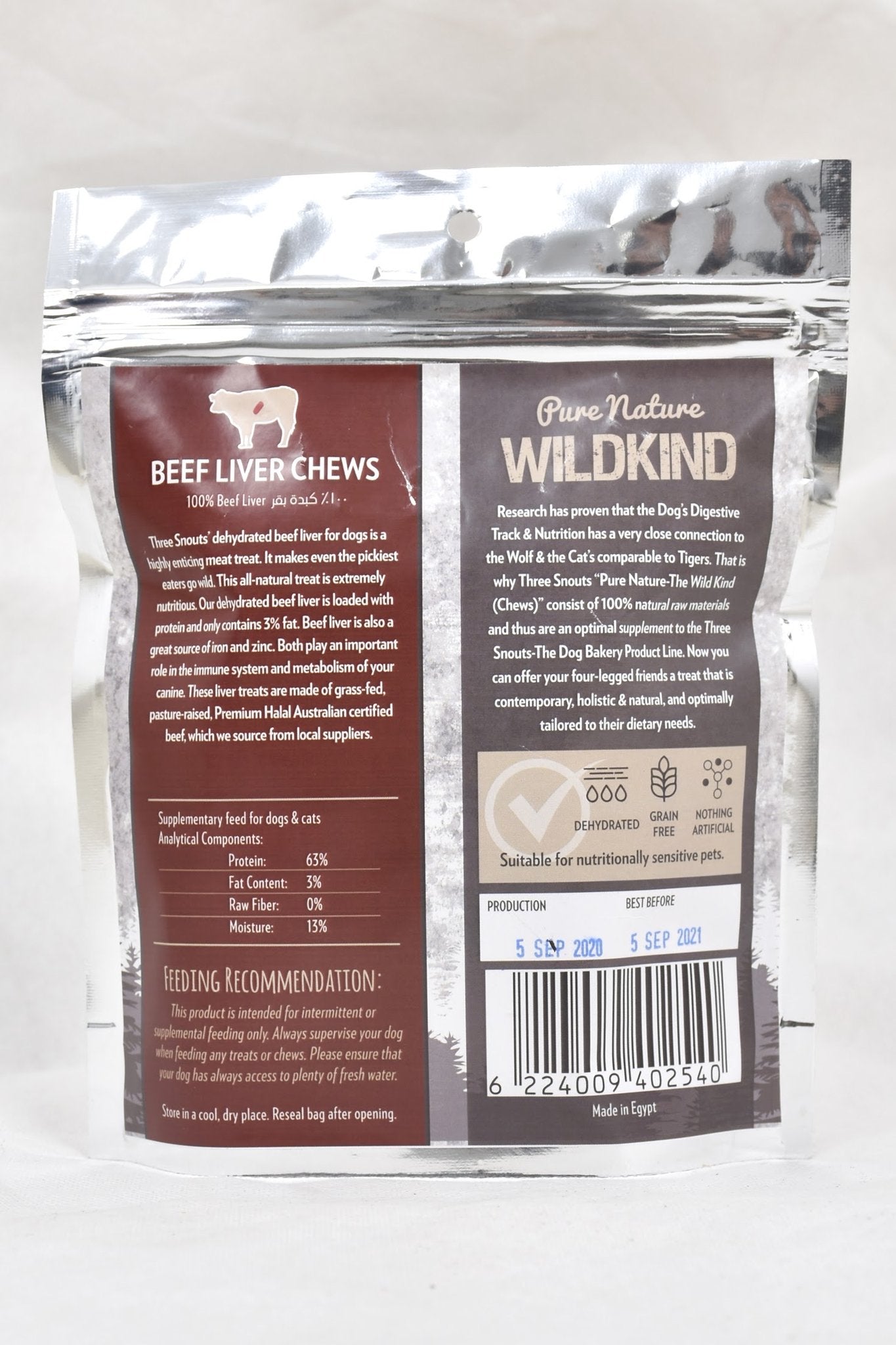 Three Snouts-Pure Nature WILDKIND Beef Liver Chews 100g